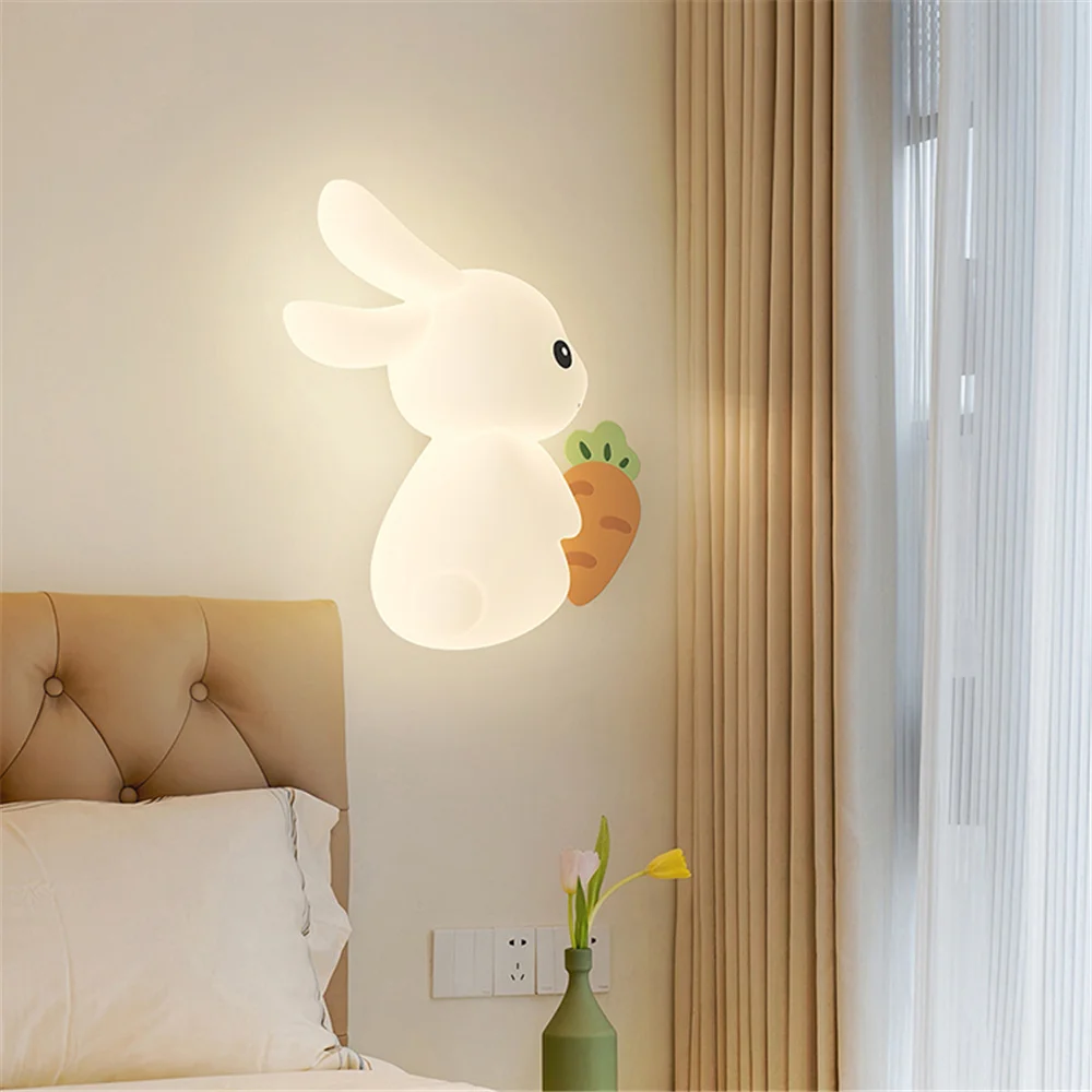 Imagem -03 - Cartoon pe Iron Art Led Lâmpada de Parede Coelho Windmill Lantern Mesa de Cabeceira Night Light Home Deco Corredor Sconces Cute Kids Bedroom