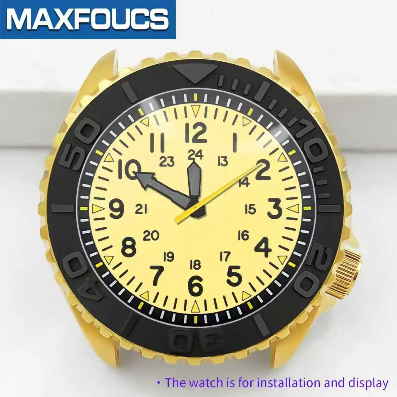 SKX Classic Shiny Gold Uhrengehäuse 4-Uhr-Krone Edelstahl-Finish MOD NH35 NH36 4R36 Saphirglas Kundenspezifisches Zubehör – Detail 9