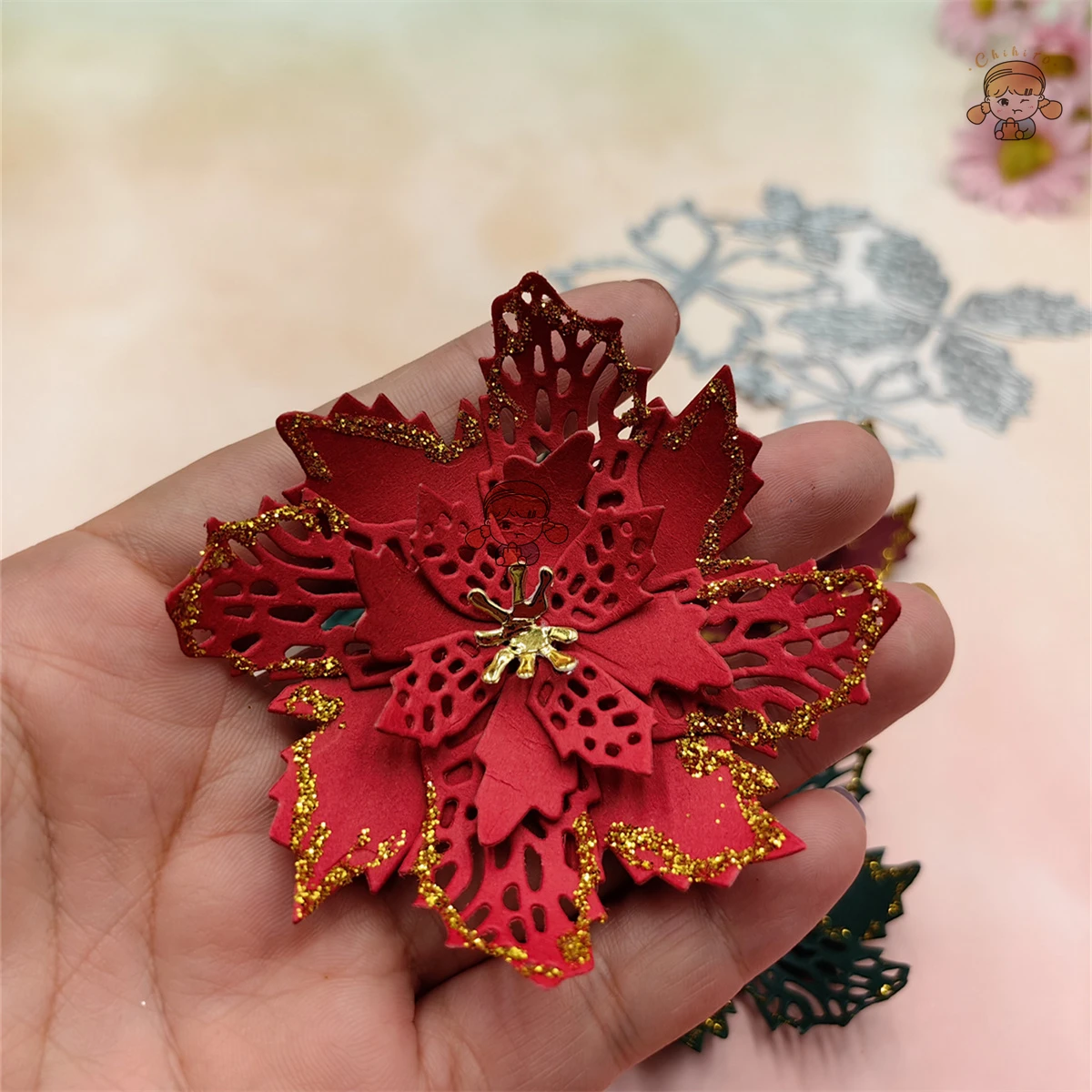 Poinsettia Metal Cutting Dies Stencil Scrapbooking Embossing  New Christmas Craft Stamps And Dies