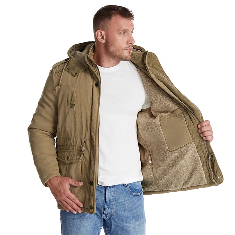 New Mens Winter Fleece Warm Jackets Fashion Thicken Thermal Tactical Hooded Coats Men Outdoor Multi-pocket Windbreaker Jacket