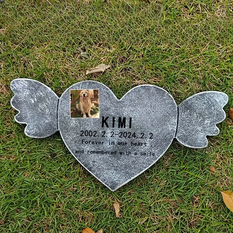 

Pet Memorial Statue with Double Heart Design, Dogs Tombstone,Gravestone for Garden, Graveyard Sculptures Decoration Customizable