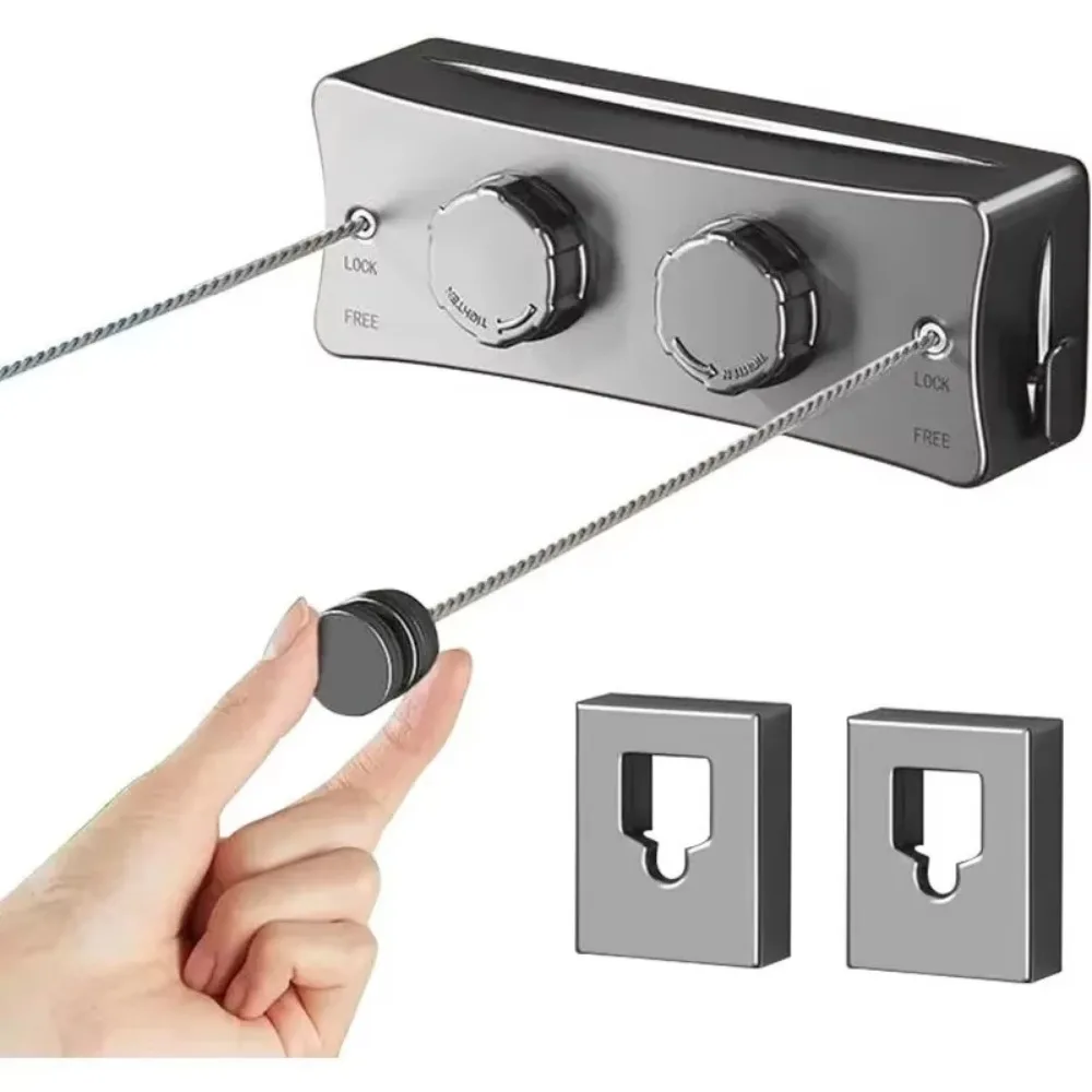 1pcs Stainless Steel Clothesline Anti-Rust Retractable Drying Rope for Indoor Balcony Bathroom Garments Home Accessories
