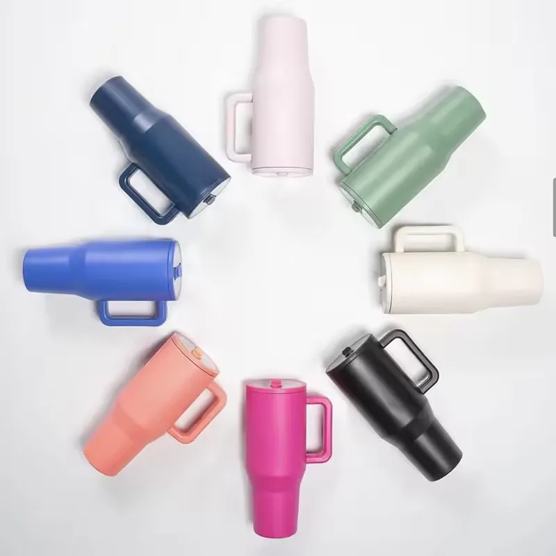 40 أوقية معزول بهلوان مع مقبض القش جدار مزدوج فراغ مانعة للتسرب الحرارية مثلج السفر القدح مشروب ساخن فنجان القهوة مع غطاء