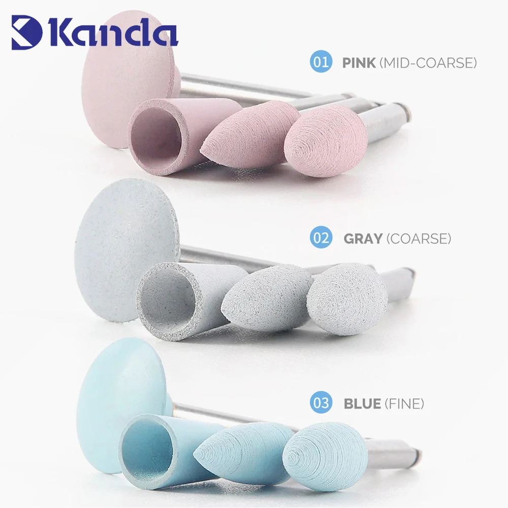 

RA 2.35mm Finishing 12Pcs Dental Silicone Polishing Rubber Burs Set & Polisher Grinding Heads for Resin Composite & Restoration