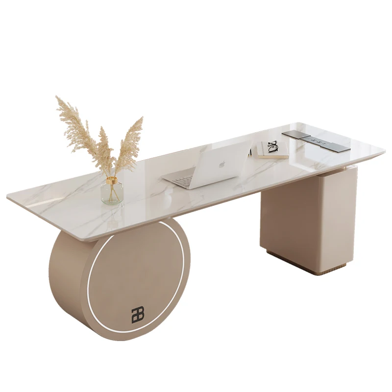 Xk Light Luxury Stone Plate Desk Tea Table Double-Use Modern Simple Computer Desk Home