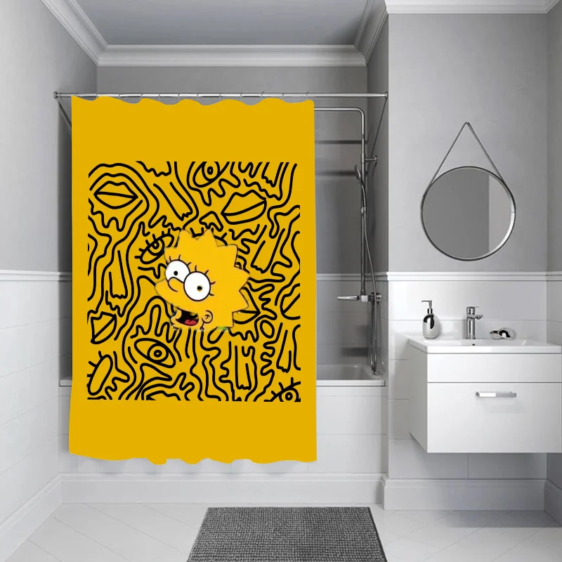 S-Spongebob Shade Curtain for Shower Curtains Bathroom Accessories Bath Bedrooms Waterproof the Home Fabric Opaque Products