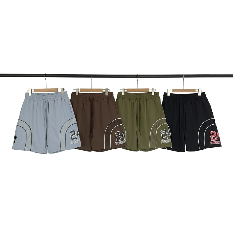 

Qui Dry orts American High Street Loose ex Sports Embroidered Letter Print Beach Pants Youth Casual Straight Leg Trou...