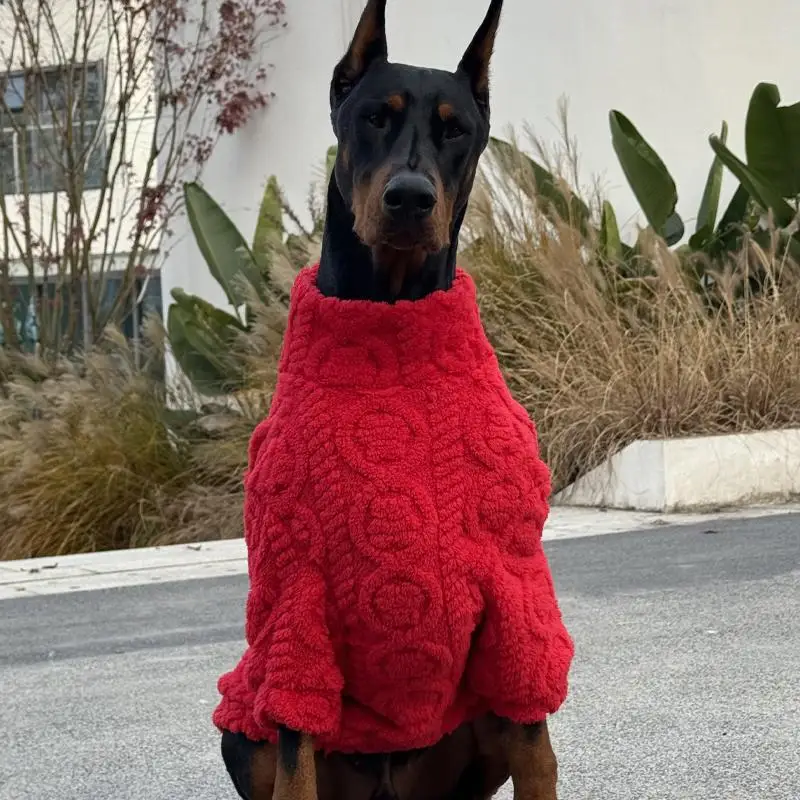 Neujahrsroter Pullover für Medien, große Hunde, warme gestrickte Hundekleidung, Dobermann-Mäntel für Medien, große Hunde, ropa para perro – Detail 4
