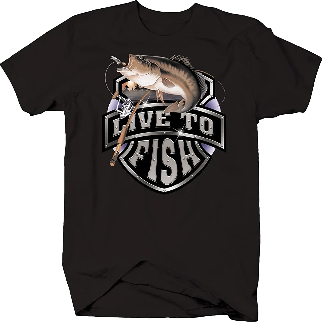 

Live To Fish Fishing Lovers Shirt Softstyle T Shirts Black Premium Cotton Short Sleeve O-Neck Mens Tshirt S-3XL