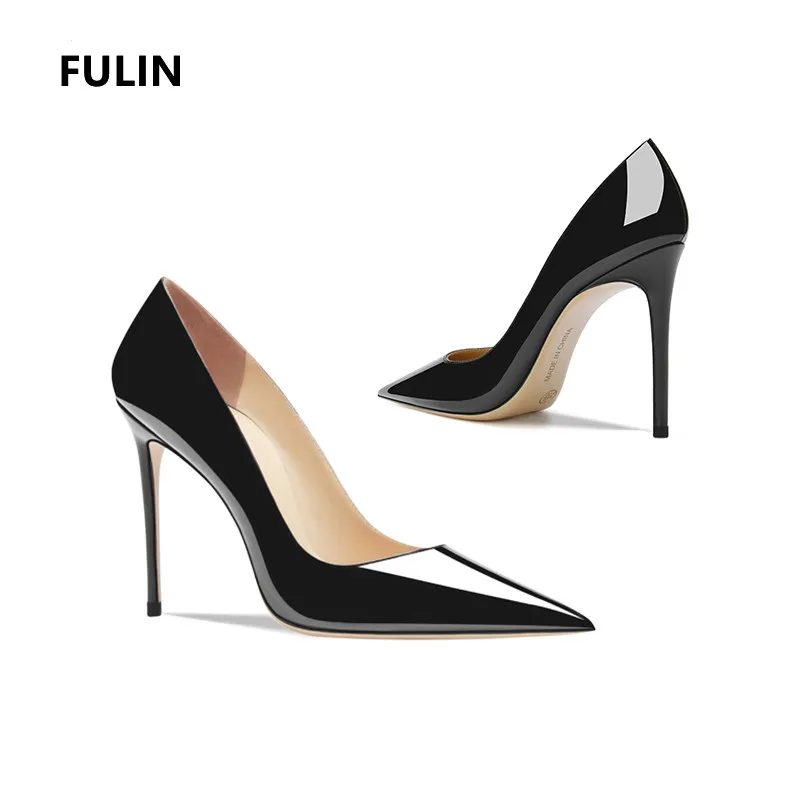 Woman shoes luxury women's shoes 2024 Real Leather Sexy Classics Women's Pumps Black Lady Pointed Toe High Heels Elegant 12cm