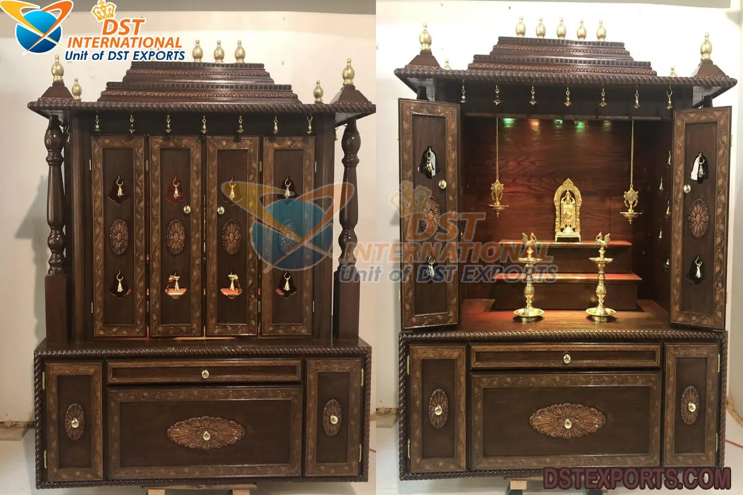 Templo de madera de teca maciza para el hogar, diseño exclusivo, Pooja Mandir, compre