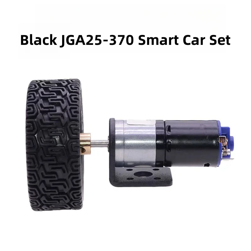 6V12V Black Upgrade JGA25-370 Gear Motor DIY Smart/Intelligent Car Robot Model Chassis Wheel/Tyre High Torque Low Speed