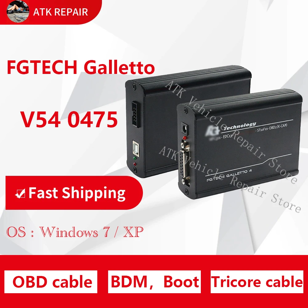 FGTech Galletto 4 Master V54 0475 BDM MPCxx FGTECH V54 PCB board Tricore Function Connect via OBD Cable via Boot Cable BDM Cable