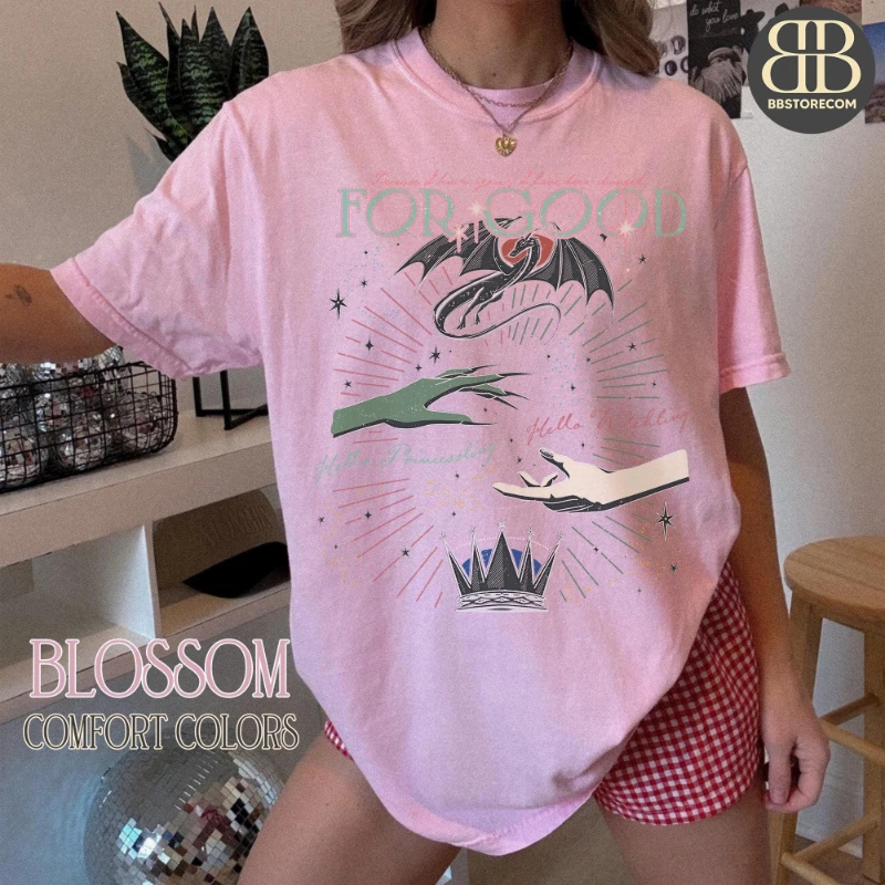 قميص Wicked Changed for Good Comfort Colors، تي شيرت Wizard Defying Gravity، قميص موسيقي أخضر وردي قديم، عصا سحرية لعصا المكنسة #3