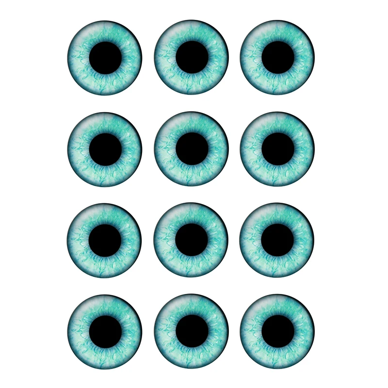 24pcs/bag 14mm Blue-green Pupil Eyes Chips Suitable for Blythe Doll Glass Cabochons DIY Accessories Bulk Items Wholesale H217