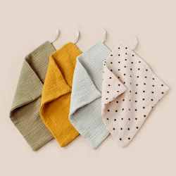 Baby Small Square Towels Handkerchief Hanging Rope Infant Four-layer Muslin Gauze Burp Cloth Pure Cotton Soft Face Towel 23*23cm