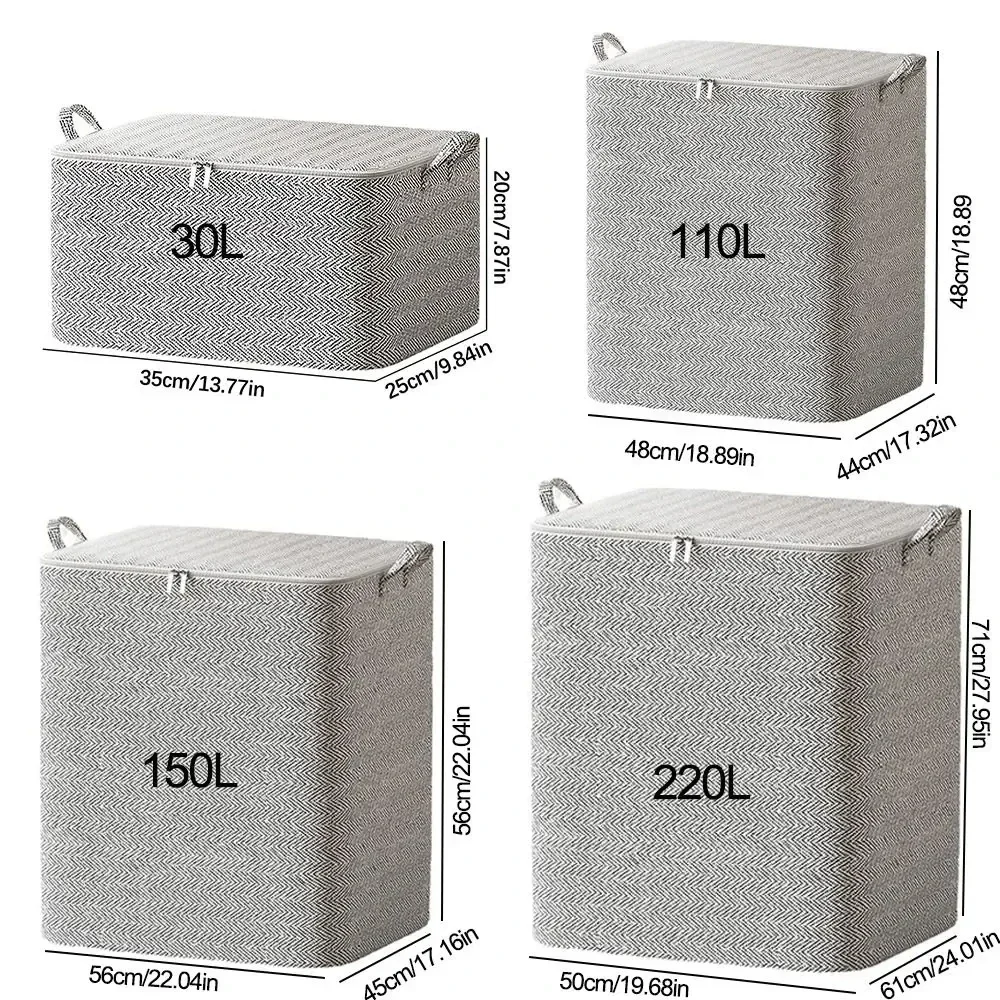 Non-woven Quilt Storage Bag with Lids Zipper Foldable Clothes Quilt Bins Container Large Capacity Dust-proof Bag Organize Runner