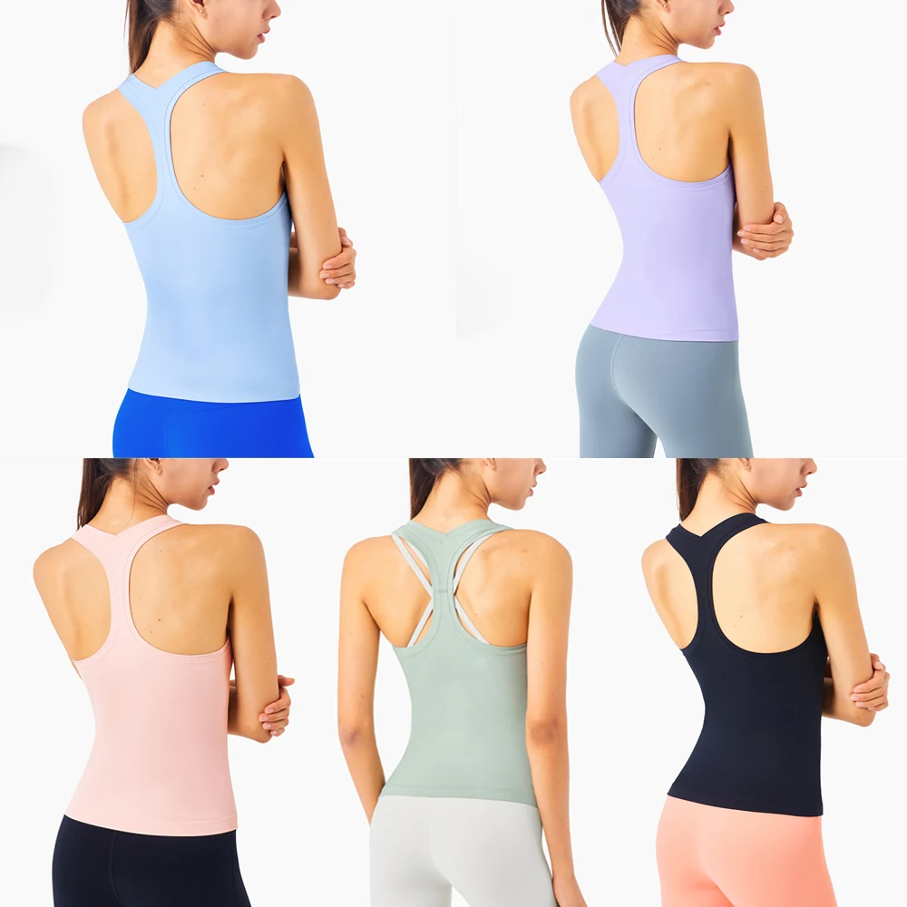 WISRUNING Y-shaped Back Yoga Tank Tops for Fitness Female Sportswear for Gym Outfit Sports Tights for Women Push Up Workout Vest