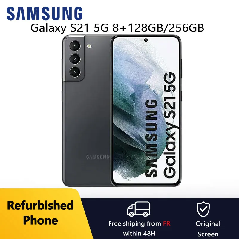 Samsung Galaxy S21 5G G991U G991U reconditionné, 6.2 pouces, AMOLED, 8 go + 128 go/256 go, NFC, Octa Core, téléphone portable Android, excellente condition