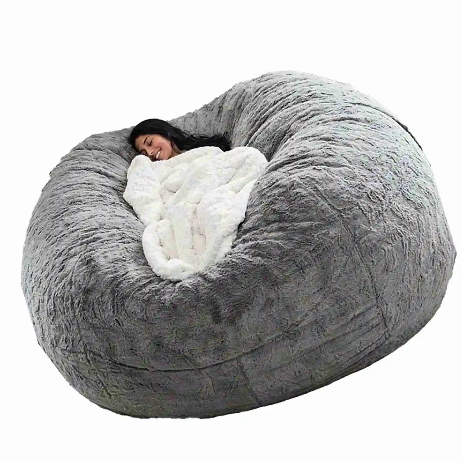 No Stuffed Gray Bean Bags Chair Giant Bean Bags Pouf Sofa Bed Puff Futon Room Seat Tatami Relax Lounge Furniture Only Bags Case image 3