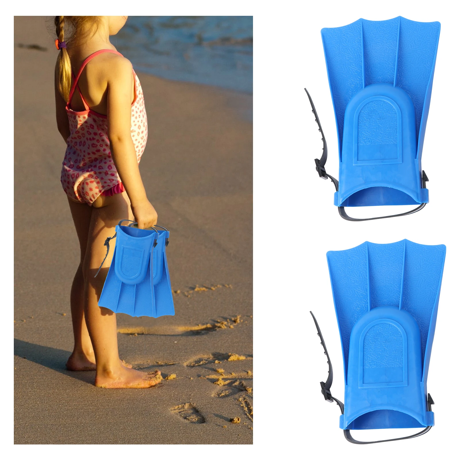 

PVC Kids Swimming Flippers Soft Adjustable Straps Easy to Wear Children Diving Snorkeling Fins Webbed Feet Training Footwear