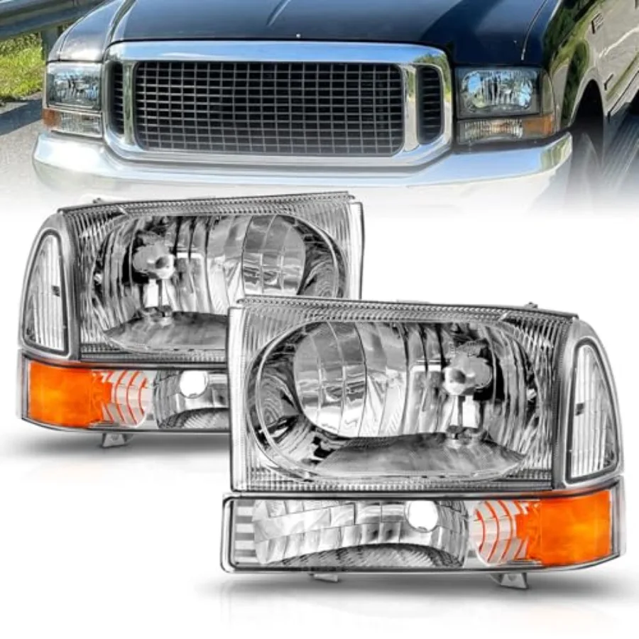 

Заменяемые хромированные фары в заводском стиле для Ford Super Duty F250 F350 F450 F550 Excursion 1999-2004 годов выпуска с угловыми элементами для бампера.