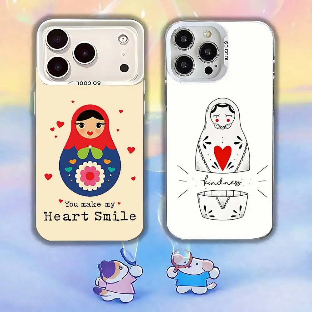 

Russian Doll Matryoshka cartoon Phone Case For iPhone 17,16,15,14,13,12,11,Pro,Max,Plus,SE,Air,Mini Anti Fall White Bumper