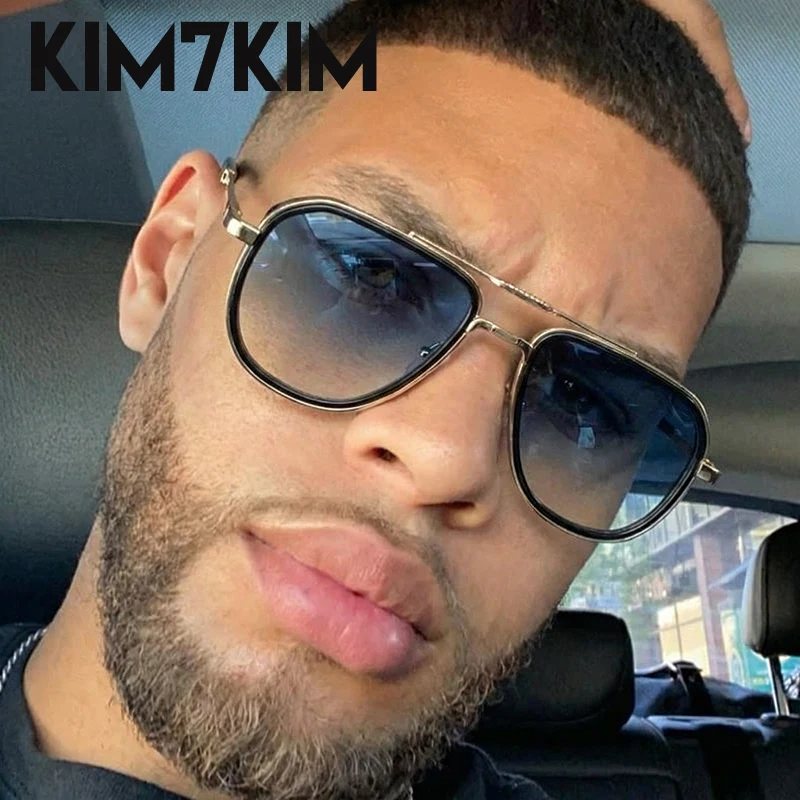 

Steampunk Sunglasses Men Retro Pilot Punk Square Sun Glasses Double Bridge Metal Frame Shield Driving Shades For Male Eyewear