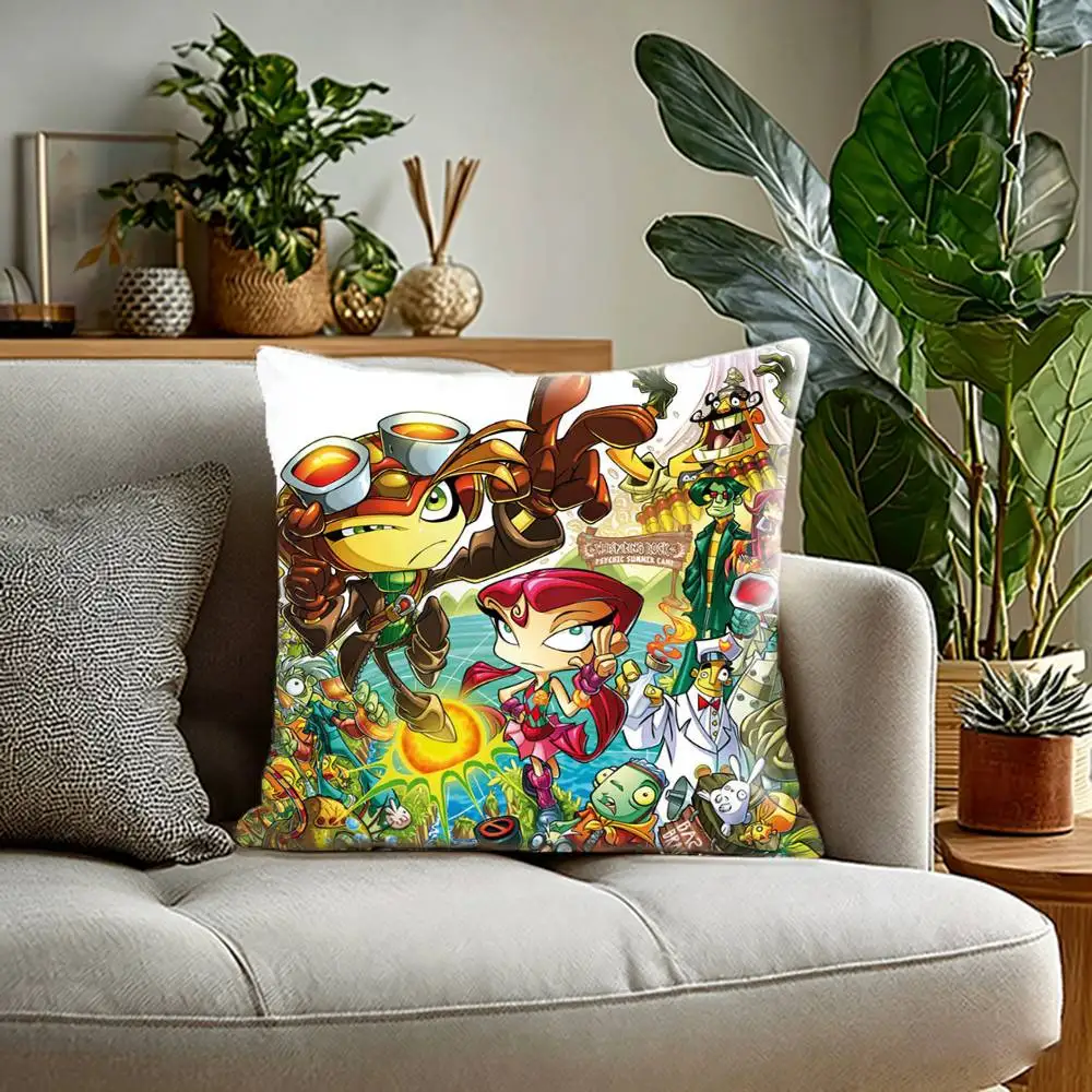Retro style game Psychonauts  Pillow Case Sofa Living Room for Bedroom car Headboard Backrest Cushion Square Cushion Nap Time