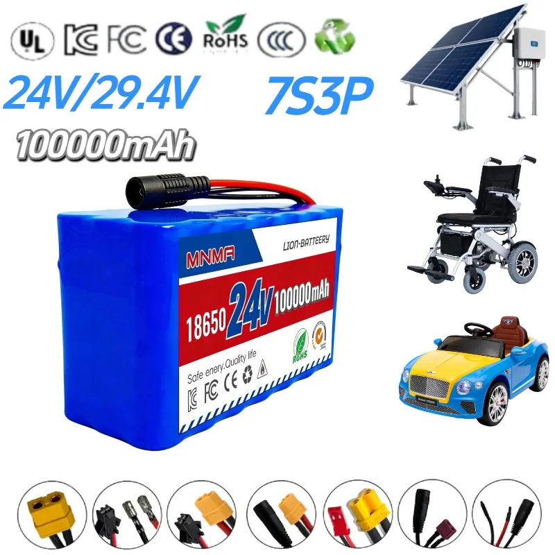 

100A long endurance 24V lithium-ion battery 7S3P rechargeable battery pack, for LED power supply, electric wheelchair drive
