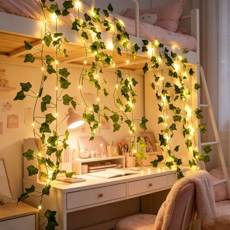 

1PC LED Maple Leaf String Lights AA Battery Ivy Artificial Green Leaf Garland Fairy Light for Indoor Outdoor Wedding Decoration