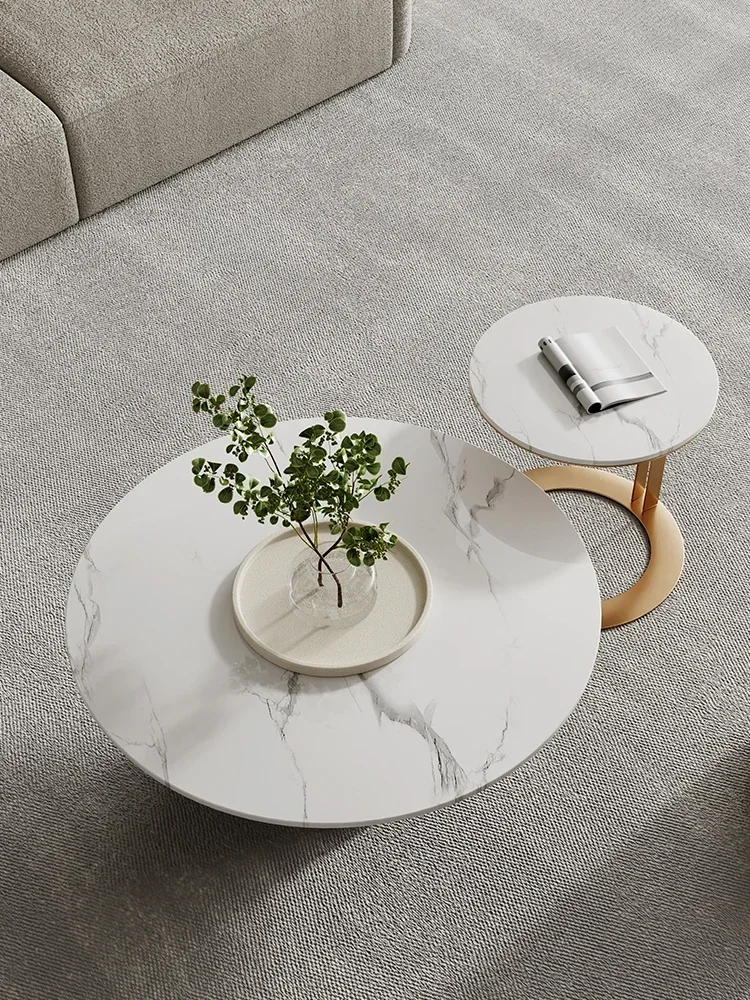 Home Art round Stone Plate Modern Simple Size Tea Table Combination