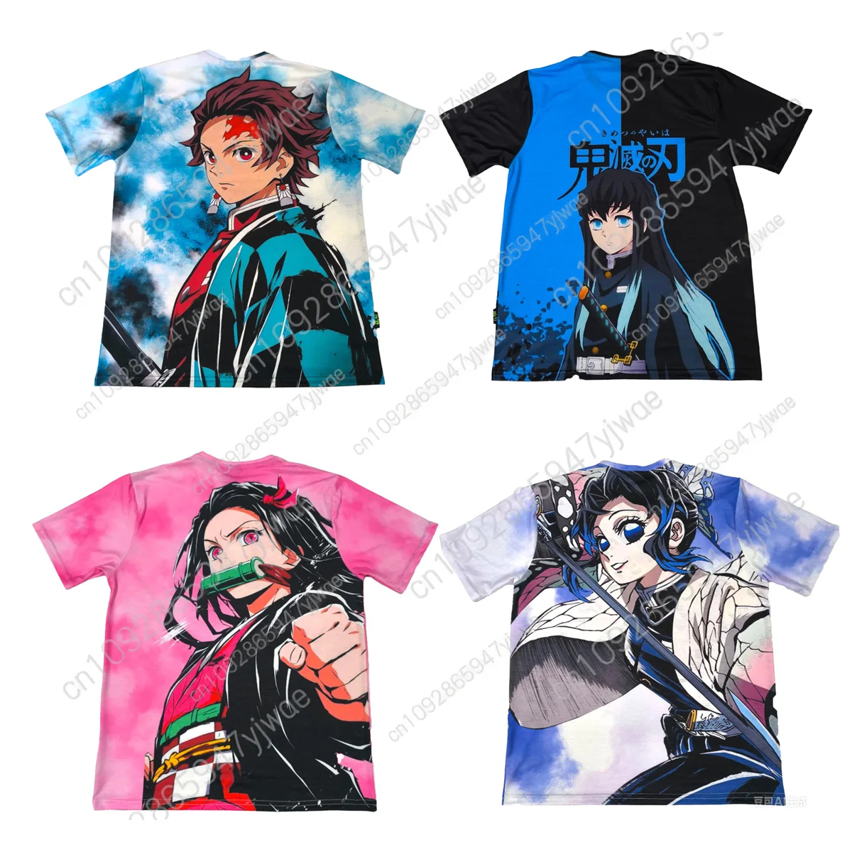 أنيمي شيطان القاتل تأثيري حلي Tanjirou و Nezuko ثلاثية الأبعاد مطبوعة التعادل صبغ قصيرة الأكمام للأطفال التجفيف السريع تي شيرت الكبار