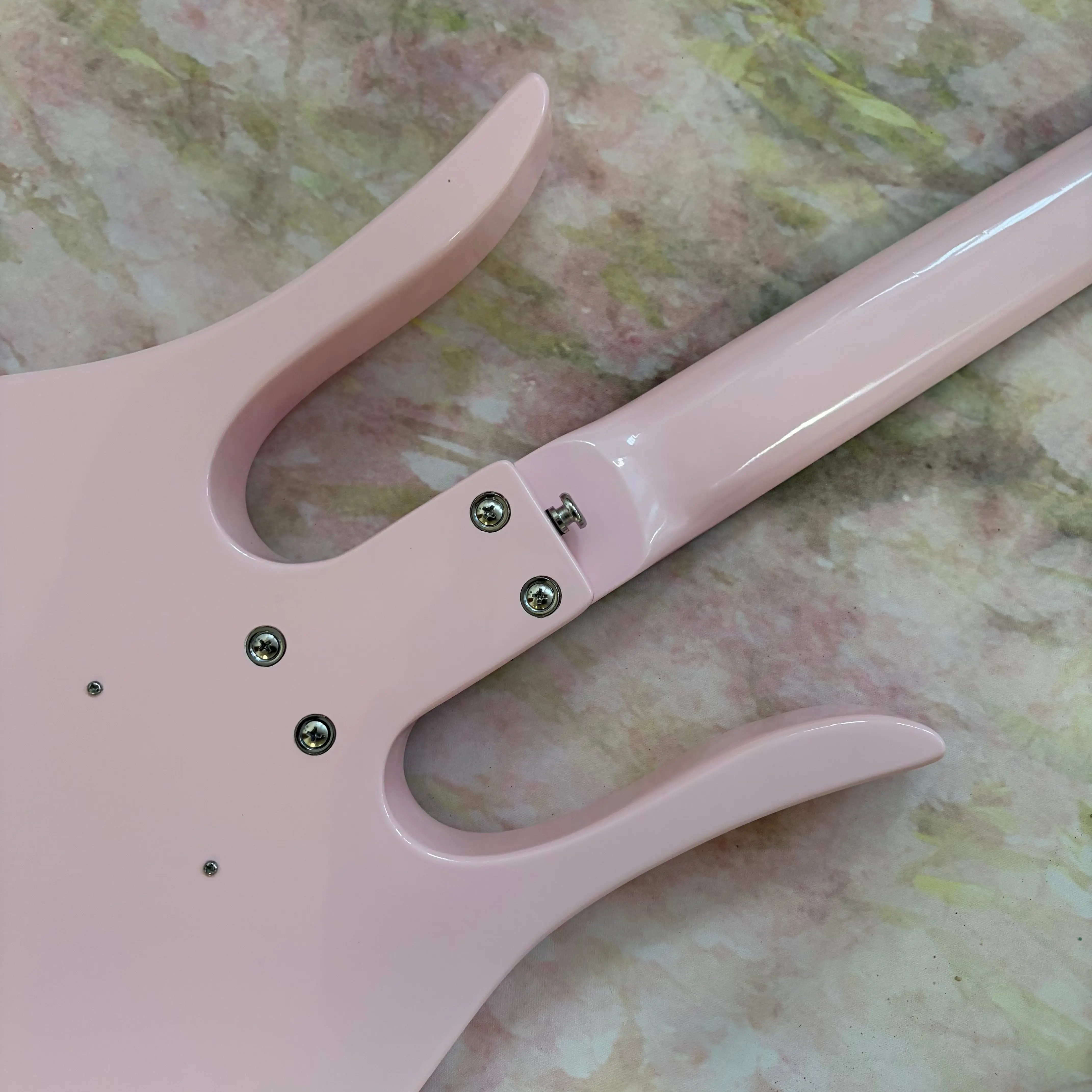 Pink Hornet Double Cutaway Electric Guitar, Mahogany Body, Lipstick Pickups, 1V2T Controls, Maple Neck, Rosewood FB, Chrome Hard - view 4