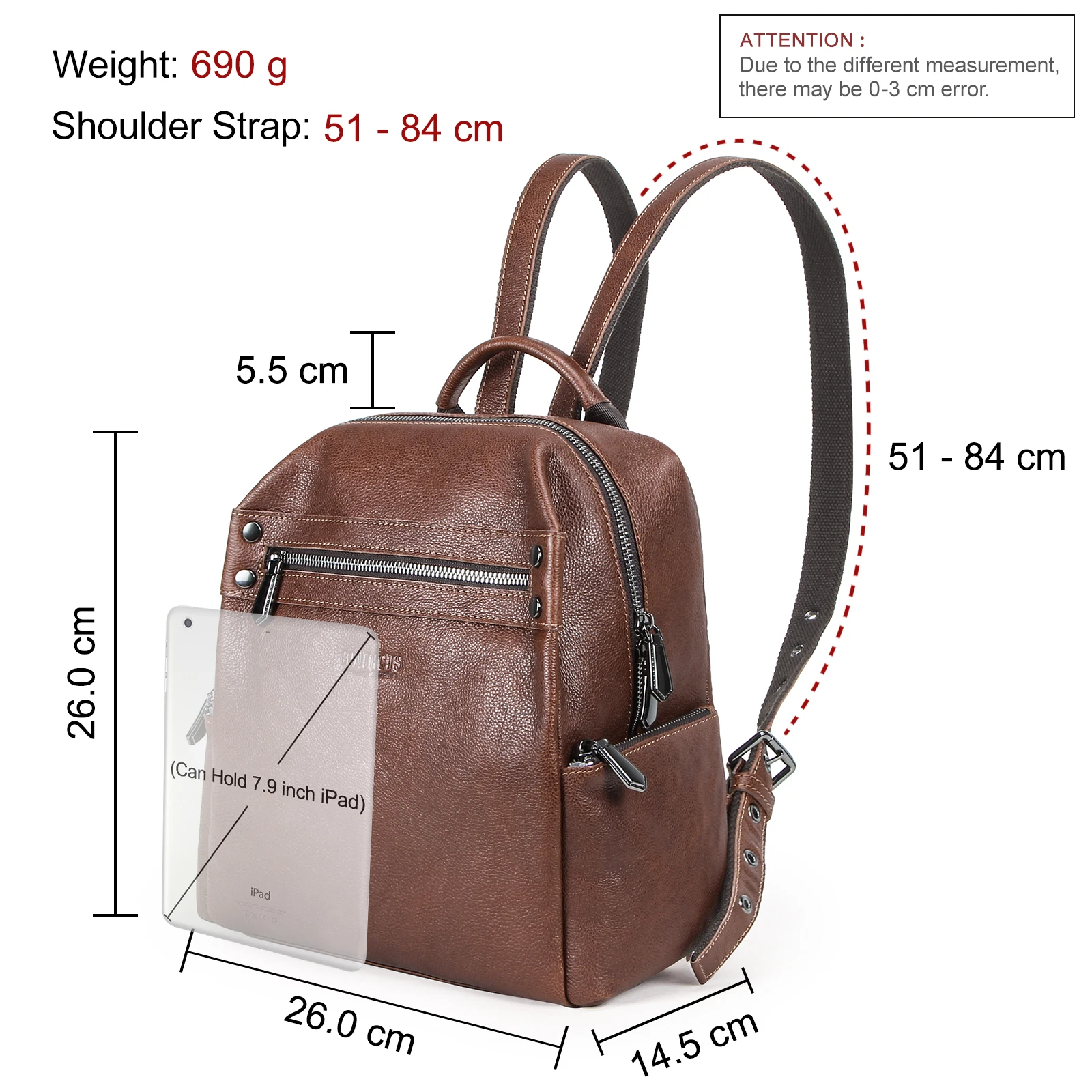 Imagem -04 - Mochila Casual de Contato Feminina 100 Couro Genuíno Bolsa de Ombro para Meninas Qualidade Feminina Mochila Escolar Bolsa de Telefone