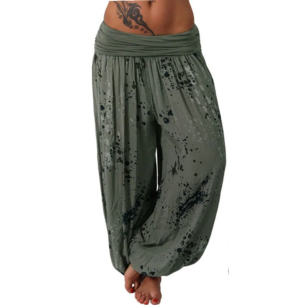 عادية مطبوعة بنطال ذو قصة أرجل واسعة المرأة فضفاضة تناسب الشارع Sle طويل مستقيم أنبوب بنطلون l الخصر القطن الصيف Faion #5