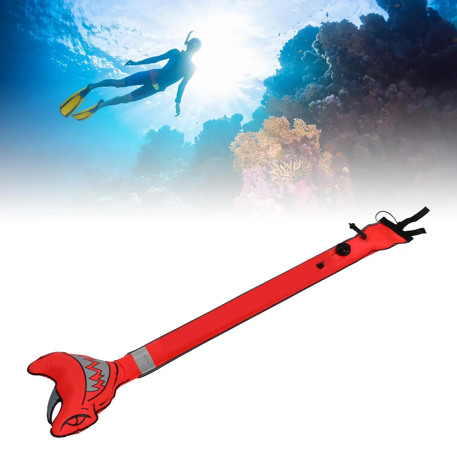 Hammerhead Shark Inflatable Diving Signal Buoy - Durable Nylon Surface Marker for snorkeling & Water Sports