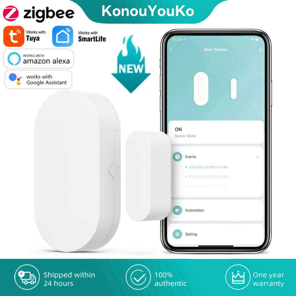 Tuya Smart Life APP Zigbee Smart Door Sensor Alarm System Drawer Window Open Close Detector Security Protection for Alexa Google