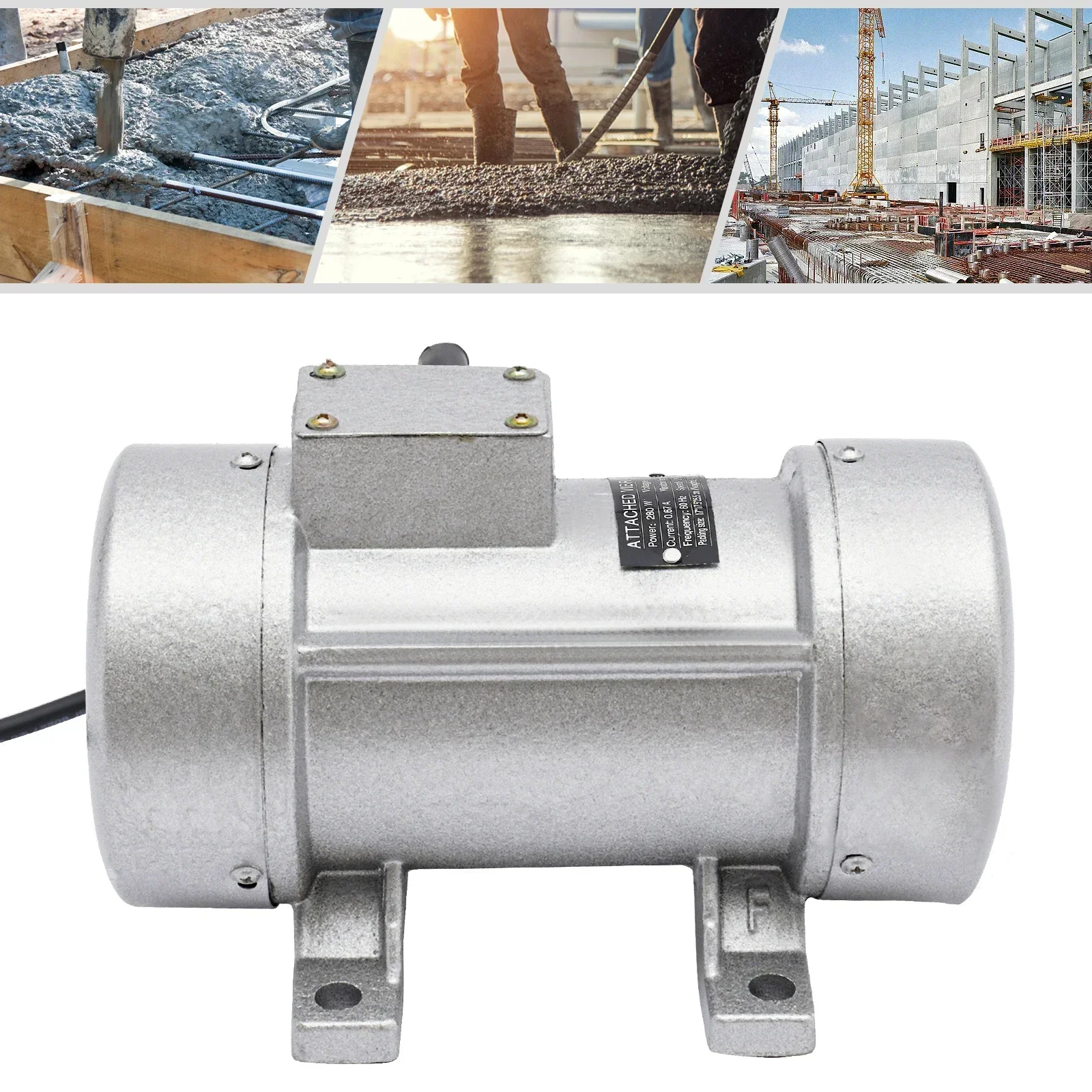 Concrete Vibrator 280W Pure Copper Motor 2840RPM 2942N Corded Electric Cast Iron Vibration Source One-piece Structure
