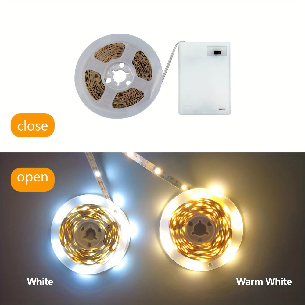شريط أضواء LED يعمل بالبطارية مع مفتاح تشغيل وإيقاف 1-10 متر أضواء LED بيضاء ودافئة وإضاءة خلفية للتلفاز والحفلات وغرفة النوم
