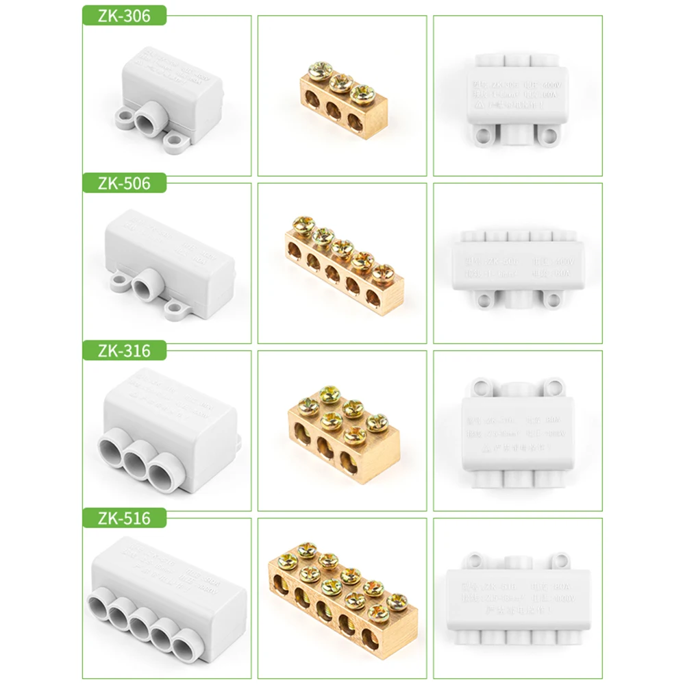 5PCS High Power Splitter Quick Wire Connector Terminal Block Electrical Cable Junction Box ZK-306 ZK-506 ZK-316 ZK516 Connectors