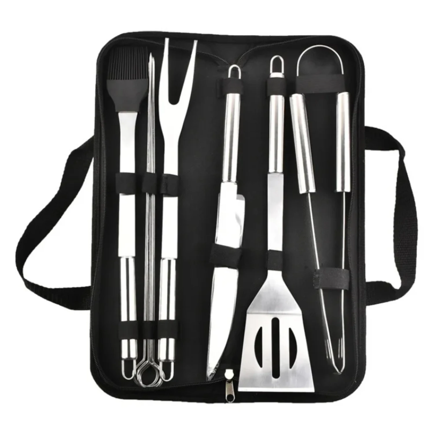 Stainless Steel BBQ Tool Set with Durable Apron and Essential Bbq Accessories - Complete 16-Piece BBQ Grill Kit for Outdoor Cook