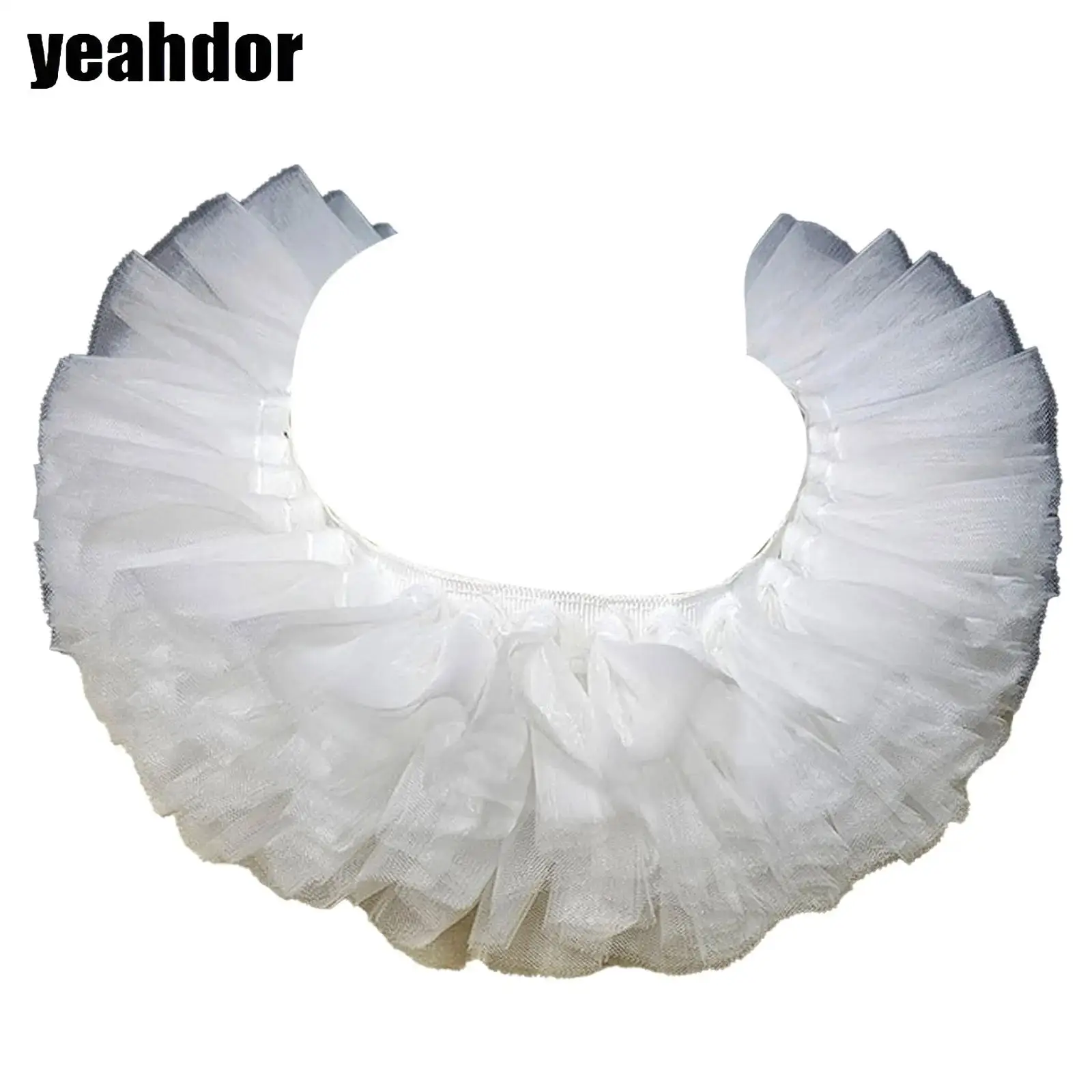 

Кружевной воротник с рюшами в стиле ретро, тюлевой слой, викторианский искусственный воротник, придворный викторианский ролевой костюм клоуна, аксессуары для костюма принцессы