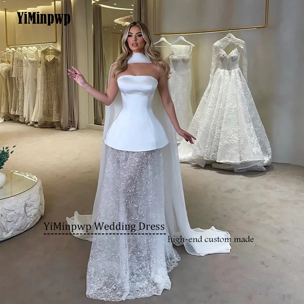 Vestido De novia corto blanco De corte A con chal, Mini vestidos De novia sin tirantes De satén para fiesta, Vestido De novia personalizado 2026