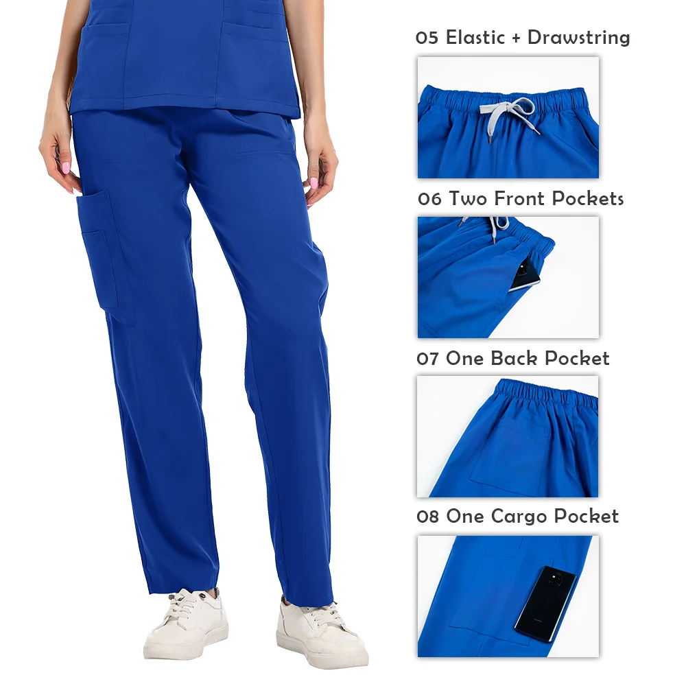 Conjunto de exfoliante elástico para quirófano, uniforme quirúrgico, uniformes de trabajo veterinario Dental, Tops de manga corta con cuello en V, pantalones, traje al por mayor