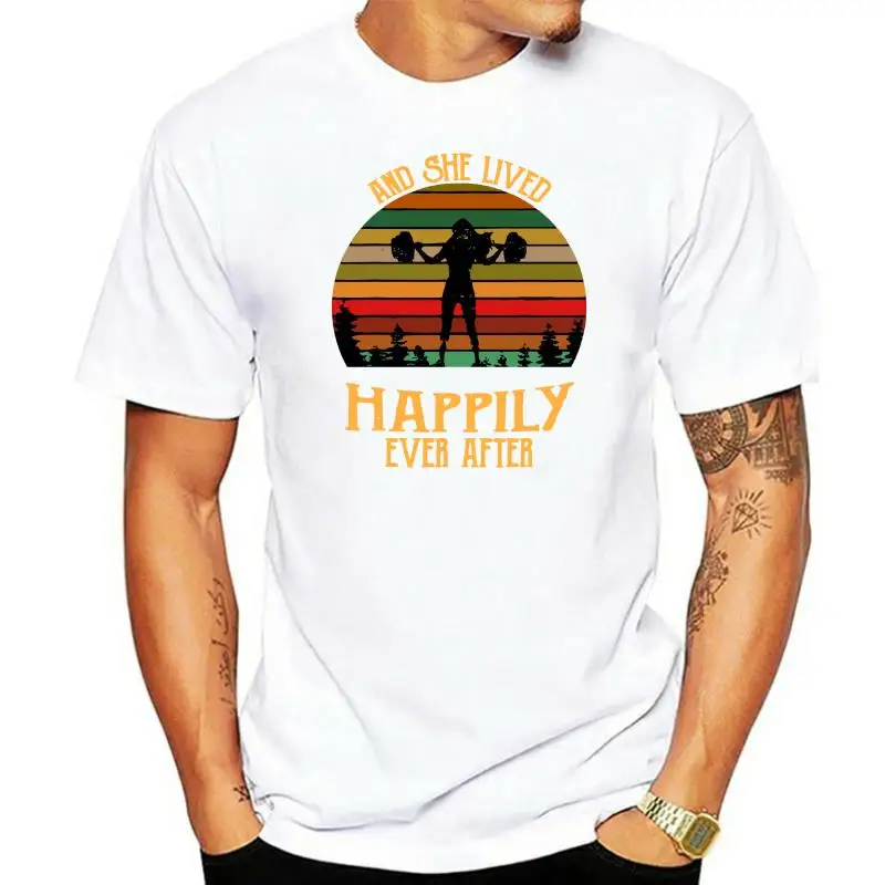 And She Lived Happily Ever After Weightlifting Gymer Vintage Black T-Shirt S-3Xl Custom Special Print Tee Shirt