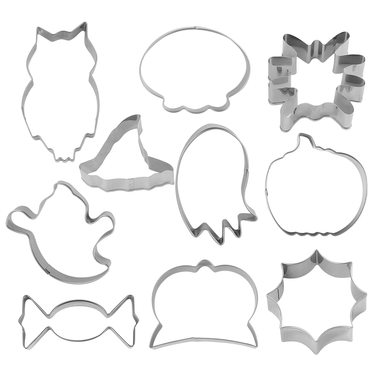 

10pcs Stainless Steel Cookie Molds Baking Tools Non-Stick Anti-Rust Easy Demould Creative Design For Cookies Chocolates