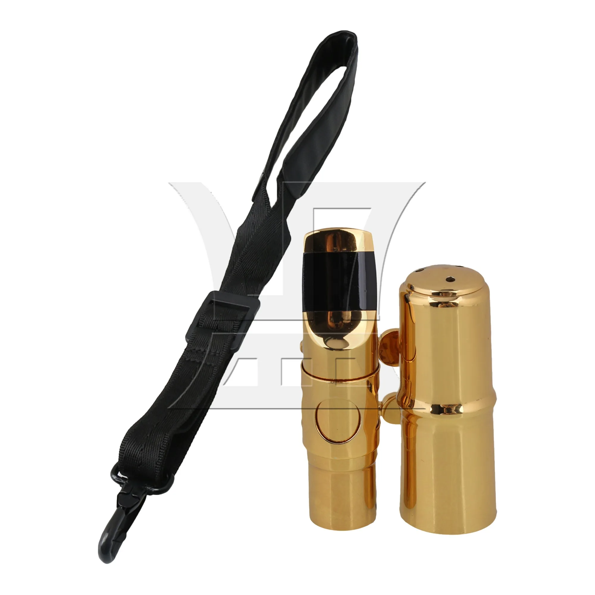 

2 Pcs 6# Soprano B Flat Sax Mouthpiece Golden for Beginner w/ Neck Strap