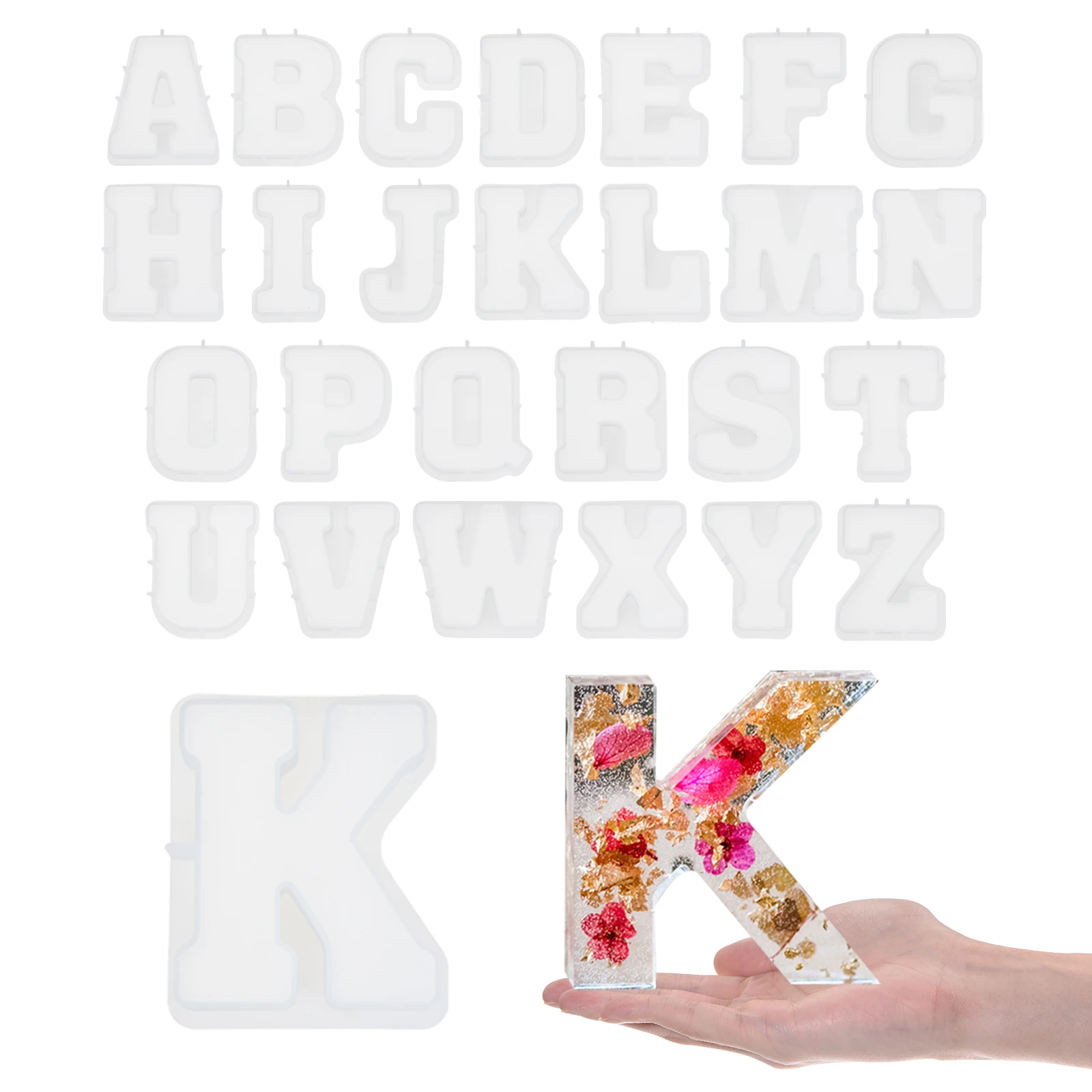 Art And Craft Letter Z - 26Pcs Large Letter Resin Mold 7