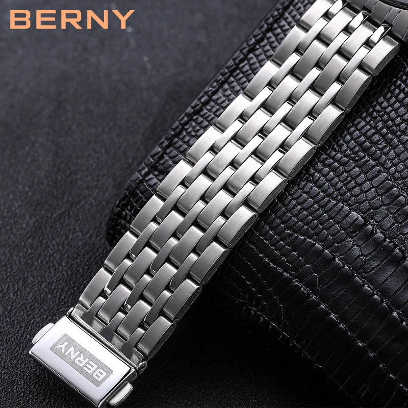 BERNY-reloj de cuarzo para mujer, pulsera Simple de acero inoxidable, resistente al agua, Miyota 2035, 2022